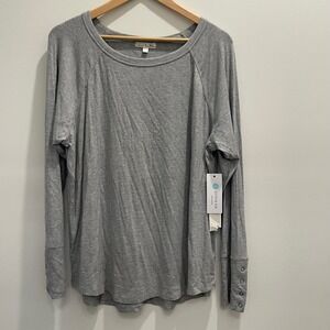 Nine Britton Womens XXL Heather Gray Ribbed Knit Long Sleeve Top NWT